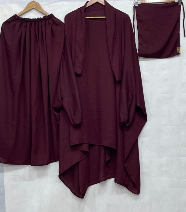 3 Piece Jilbab (Imported Stuff) Red colour